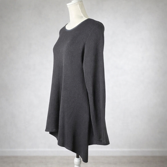 Stella Carakasi Black Tunic Sweater Assymetrical Hem Leather Back Size Small - Picture 4 of 16